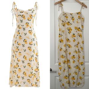 Kirious Los Angeles LEMON PRINT SWEETHEART SELF-TIE CAMI DRESS Size M
